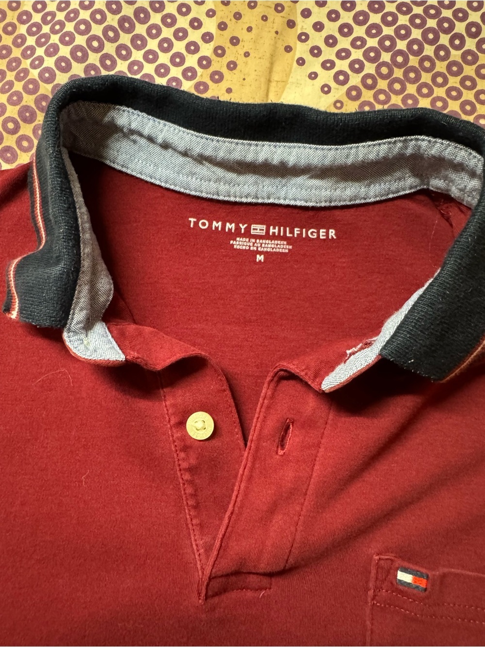 Tommy Hilfiger Men's Burgundy Pique Polo Shirt. - Picture 6 of 7